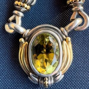 RARE Steven Lagos Sterling 18k & Peridot Tobogas Caviar Necklace